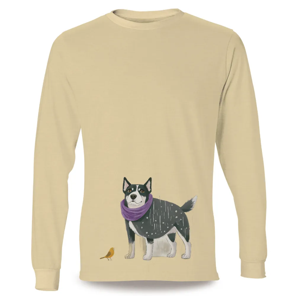 Custom T-Shirt Printing: Max the Husky and His Feathered Friend|bird on the money t shirt