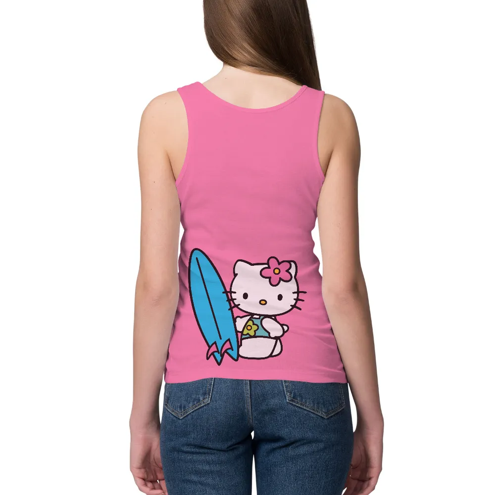 Tee Shirts Printed: Kitty's Surf Adventure|breathable shirts for summer