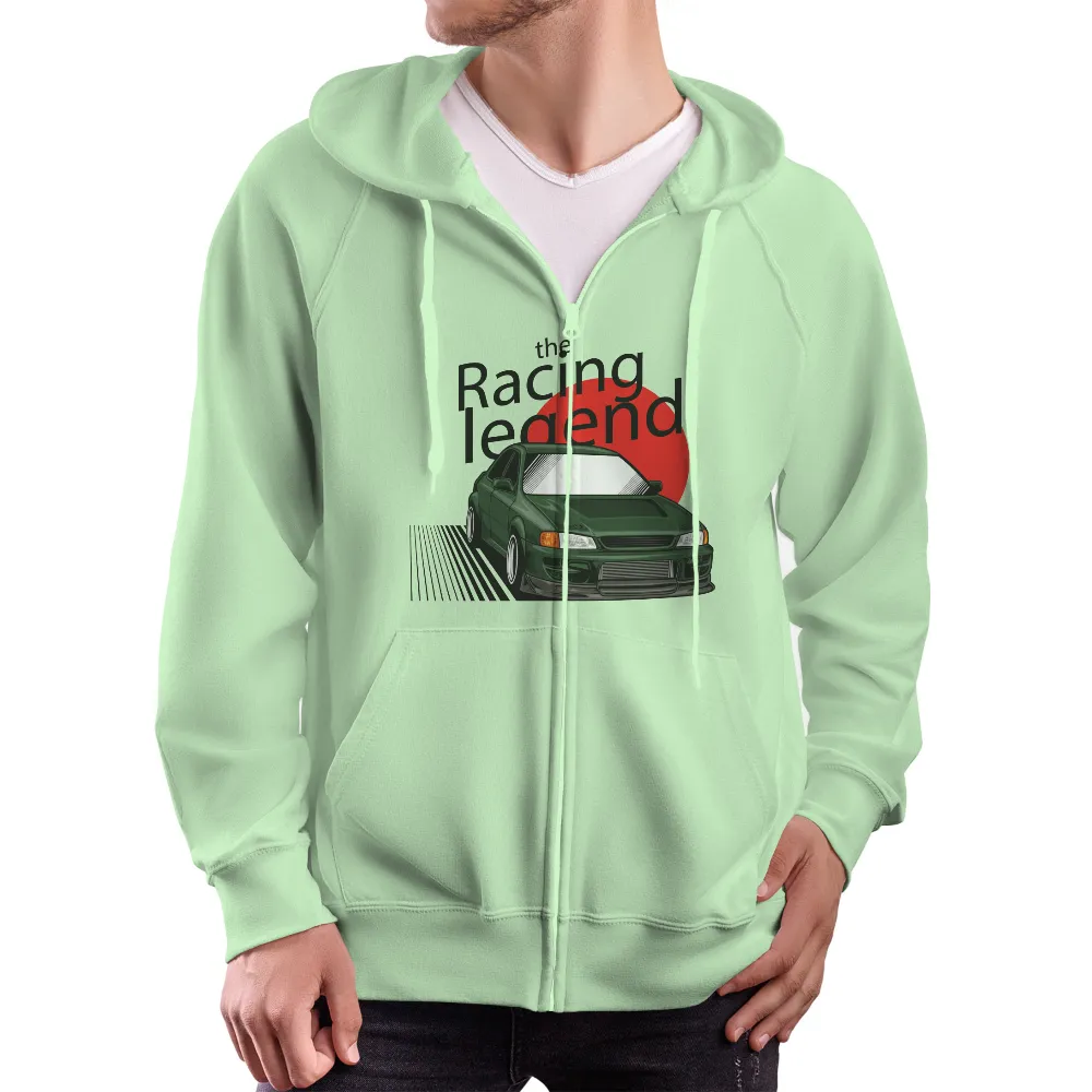 T-Shirts Design: Green Sports Car with Rising Sun - Car Culture|freedom march t shirt