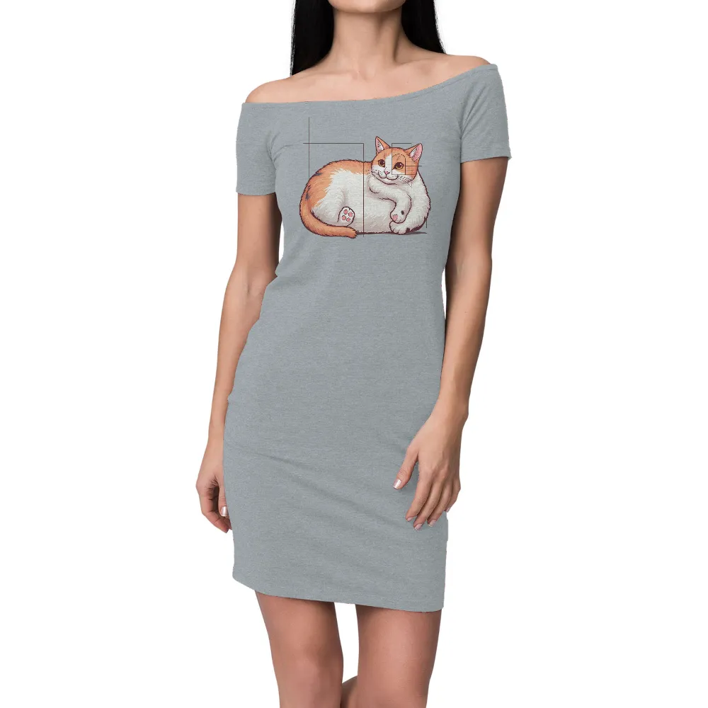 TShirt Design: Charming Orange and White Cat - Comfort and Joy| tranquility