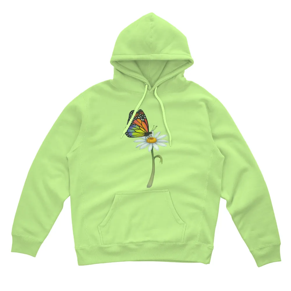 Tee Shirt Printing: Nature's Harmony - Butterfly and Daisy|Vibrant butterfly on a daisy