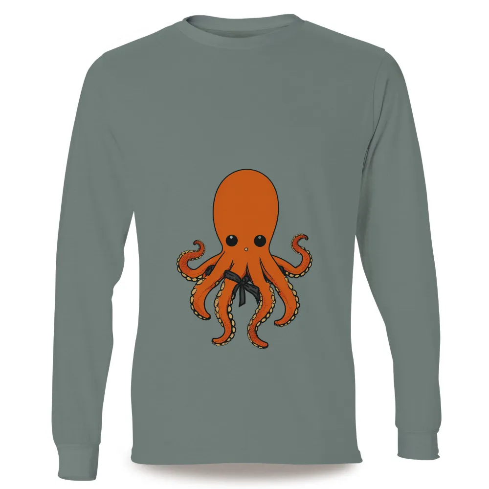 Tee Shirts Printed: Whimsical Orange Octopus with Bow Tie|bleaching an orange shirt