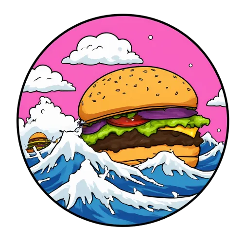 Shirts Graphic Tees: Burger Waves - Funny & Whimsical Food Art