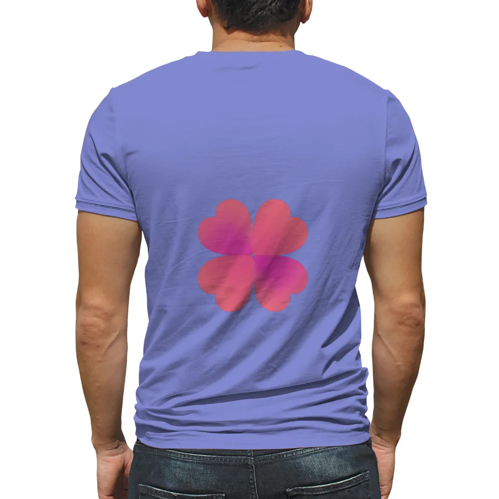 Customized Tee Shirts: Pink Clover Hearts - Minimalist Artistic Design|white and pink skeleton shirt