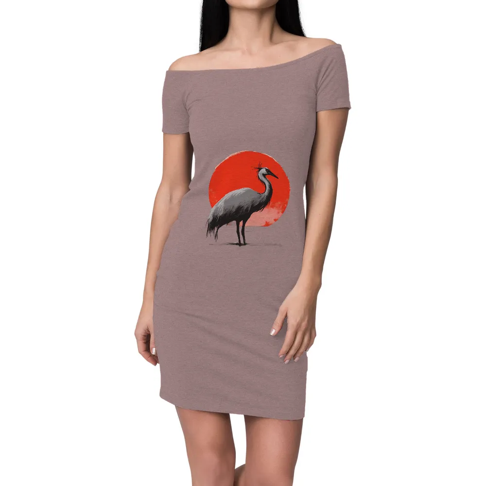 Graphic Tees: Crane Under the Crimson Moon - Serenity and Wisdom|harmony day t shirts best and less