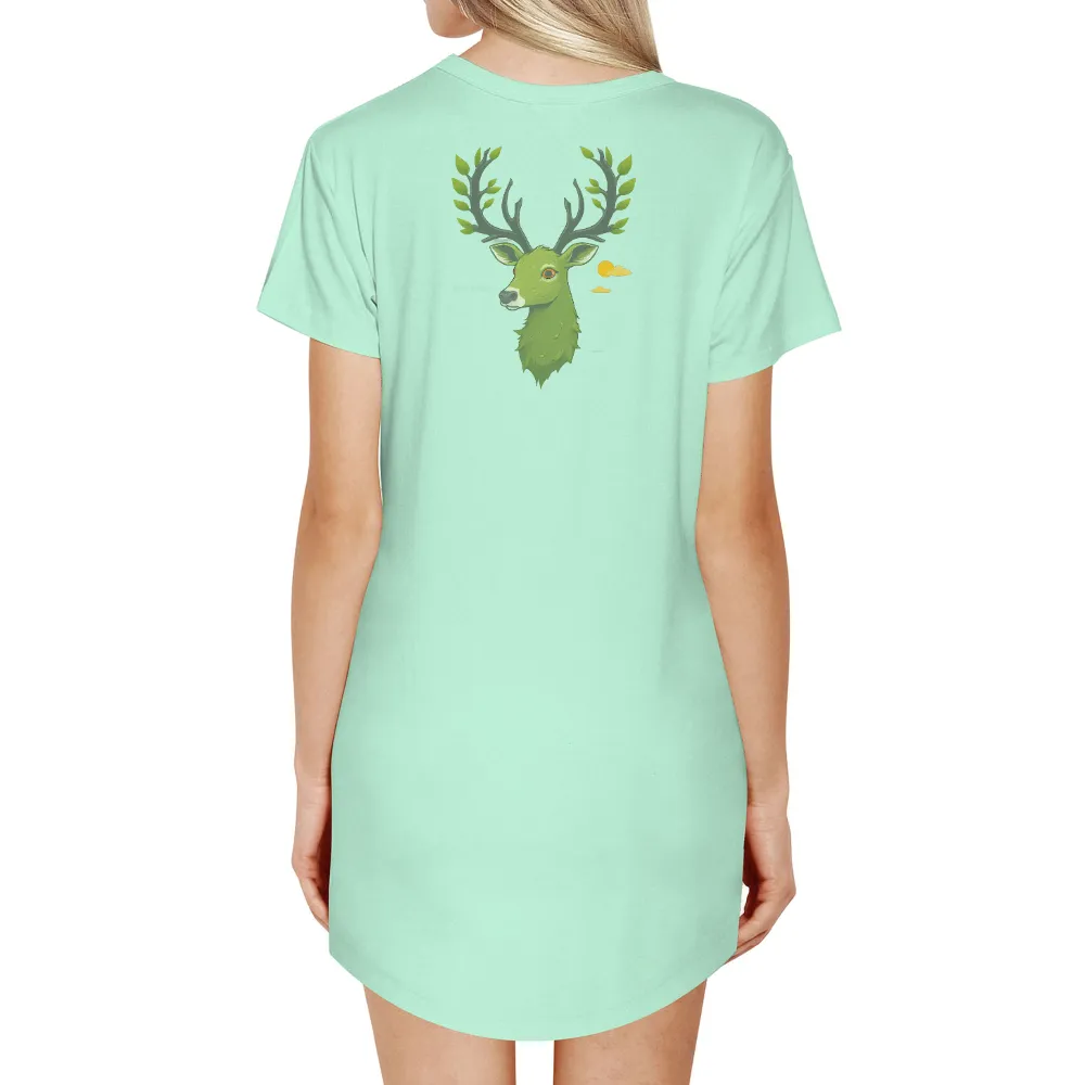 Graphic Tees: Thicket the Green Deer - Nature's Guardian|peace love camping shirt