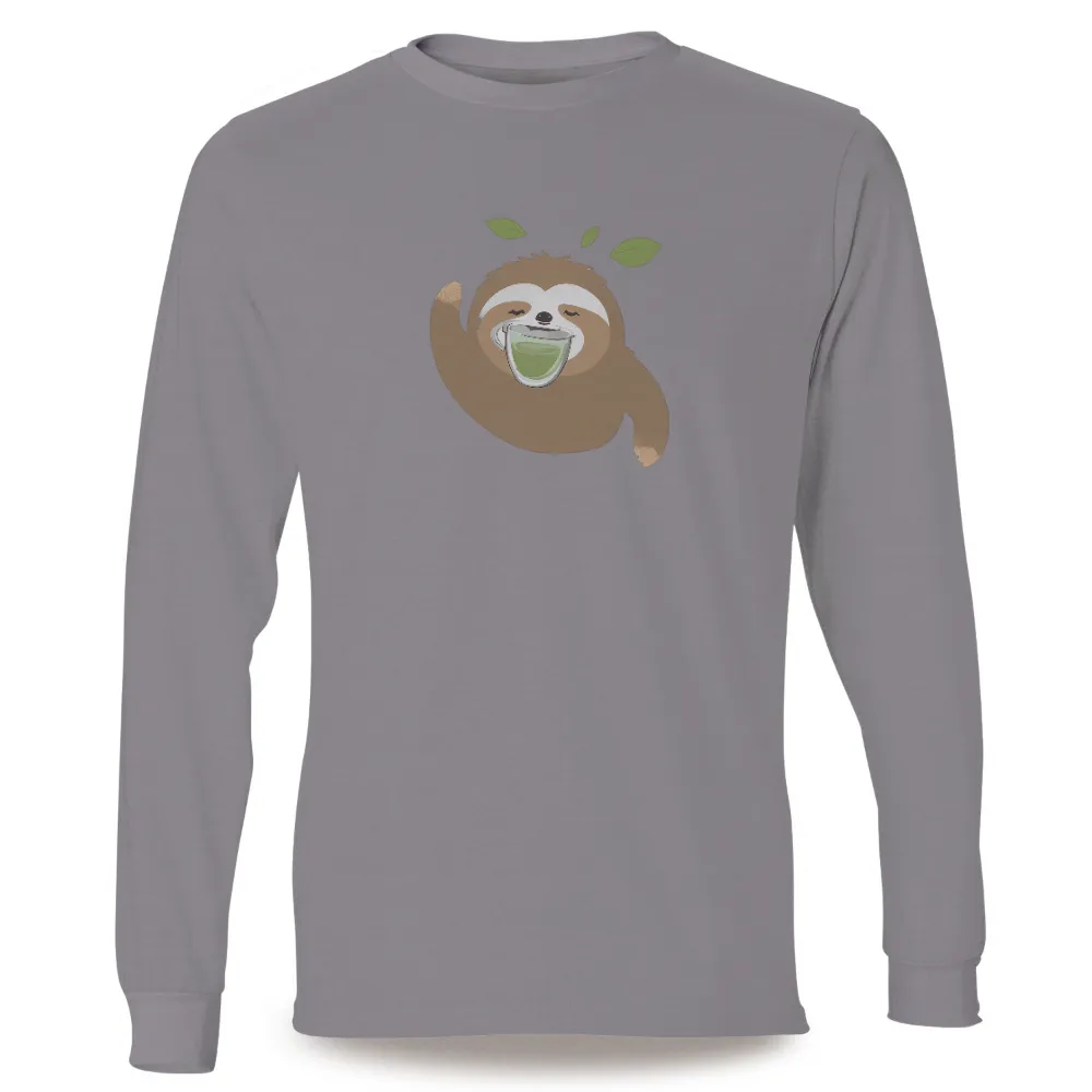 T-Shirts Design: Sloth Sipping Green Tea - Relaxation and Tranquility|peace love valentine shirt