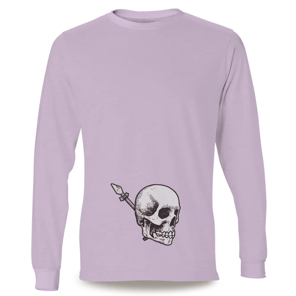 Custom T-Shirt Printing: Defiant Skull with Spear - Artistic Design|Skull with spear