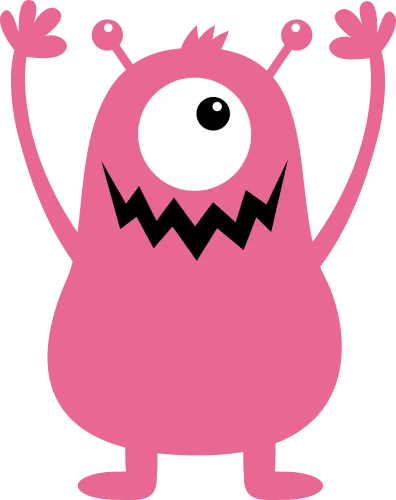 TShirt Design: Pink Monster Zippy - Whimsical Happiness