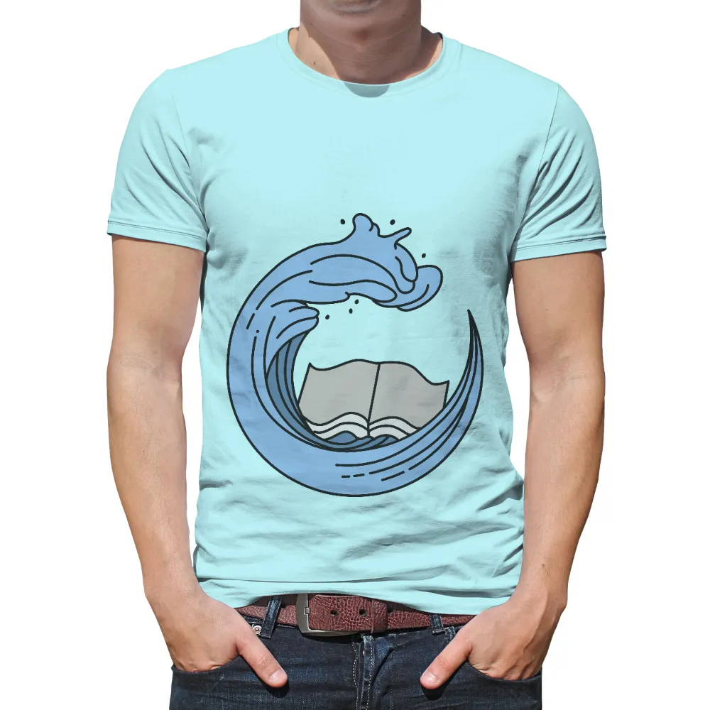 Tee Shirt Printing: Ocean Wave and Book - Adventure in Knowledge|ian book philadelphia eagles