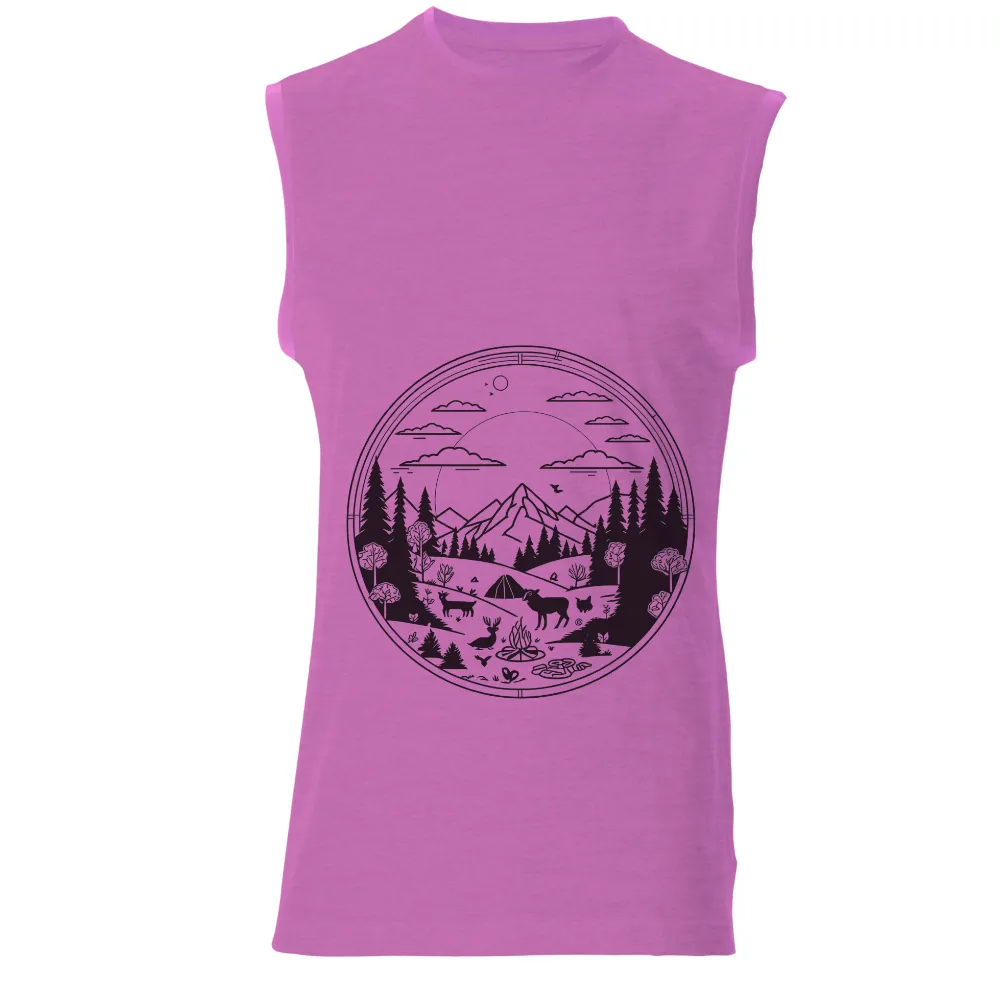 Tee Shirt Printing: Adventure Awaits - Camping Trip Design| clear sky