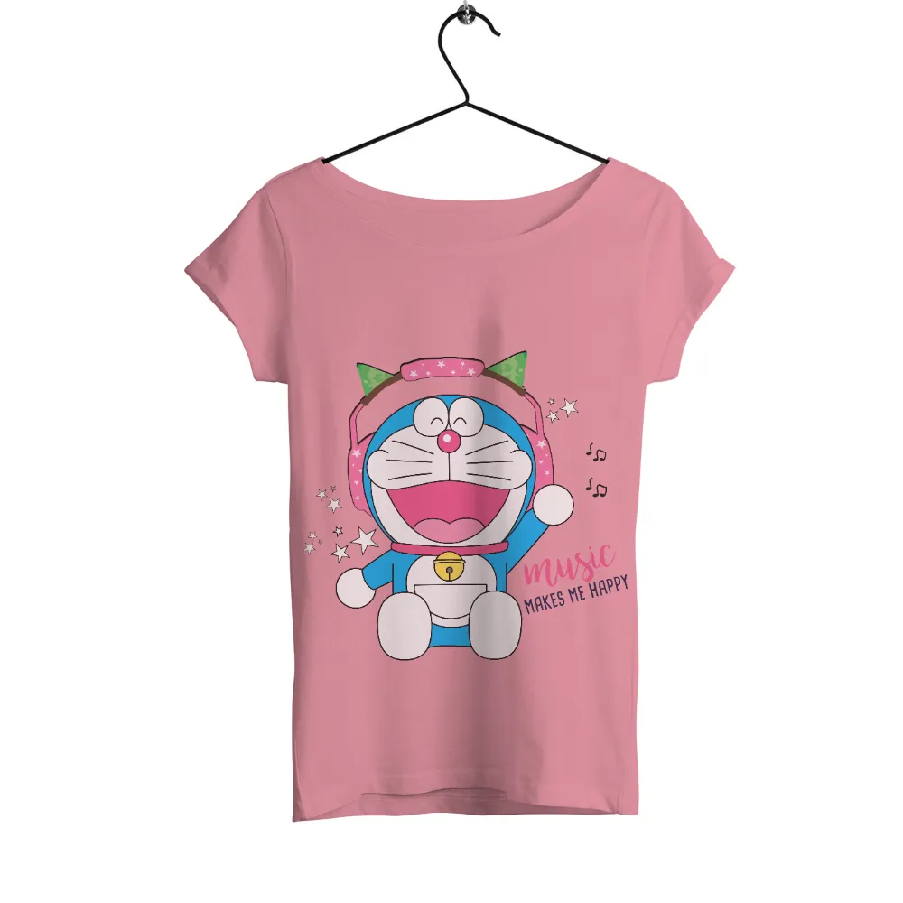 T-Shirts Custom: Music Makes Me Happy - Doraemon's Blissful Melodies|doja cat nasa