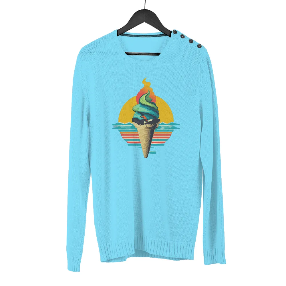 TShirt Printing: Surfer Riding Ice Cream Wave - Summer Adventure|summer shirts for large bust