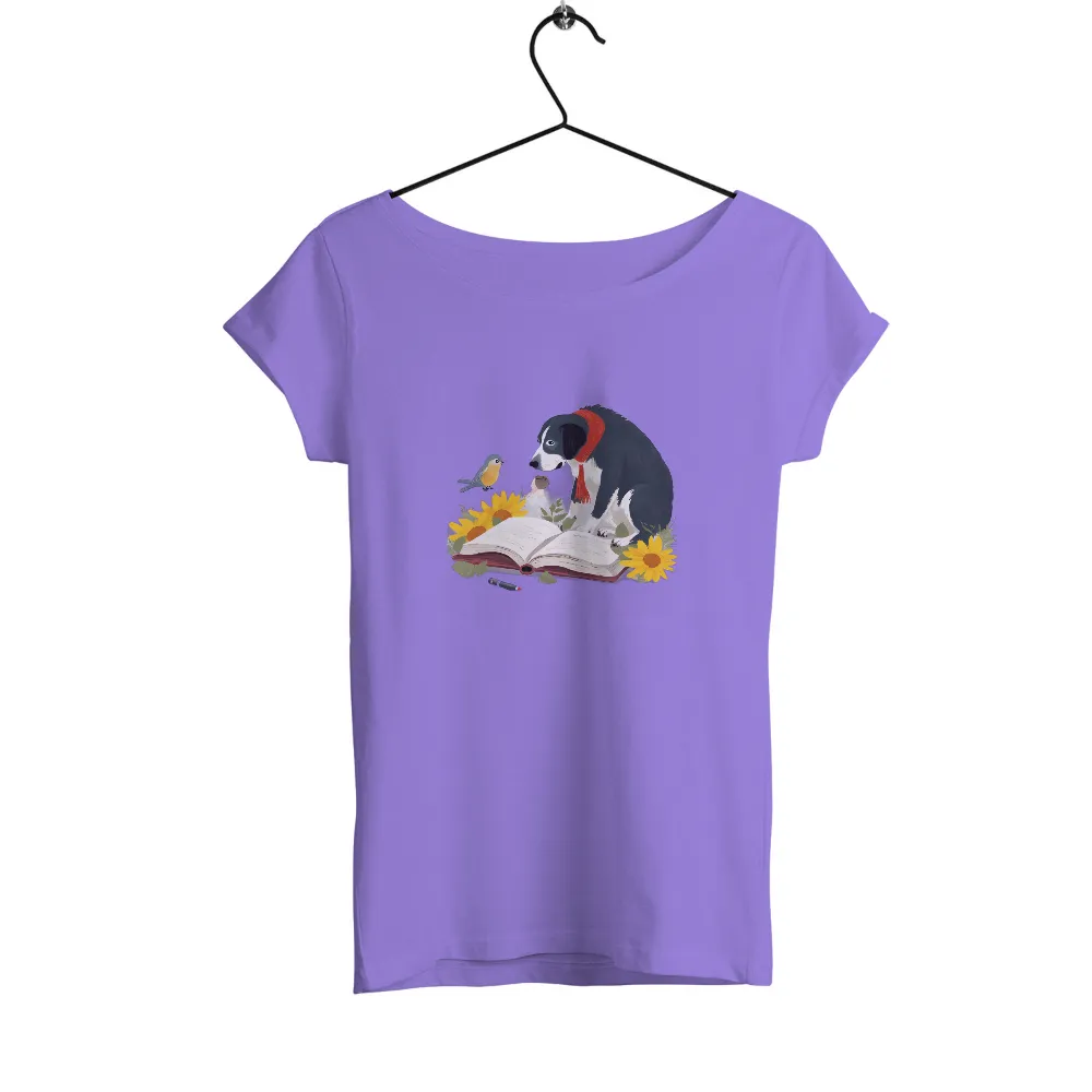 Shirts Graphic Tees: Whimsical Night with Border Collie and Book|i am sad i miss my friends shirt meaning