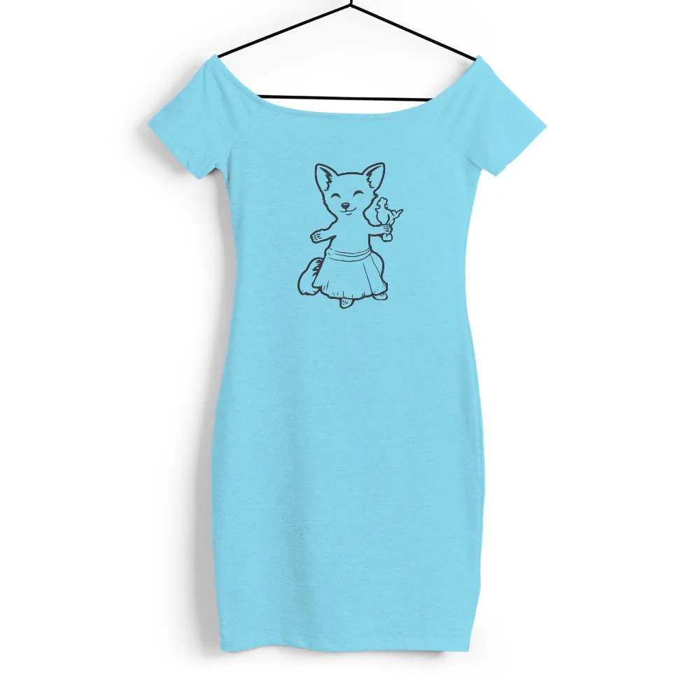 T-Shirts Design: Miko the Cat with Bird - Artistic Minimalist Zen Design|bird shirt 80s