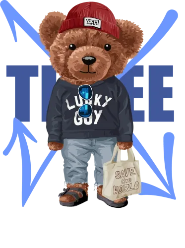 TShirt Design: Max the Teddy Bear - Spread Joy and Save the World