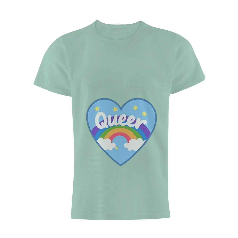 Custom Tee Shirts: Embrace Your Queer Pride with Rainbow Heart|america rainbow shirt