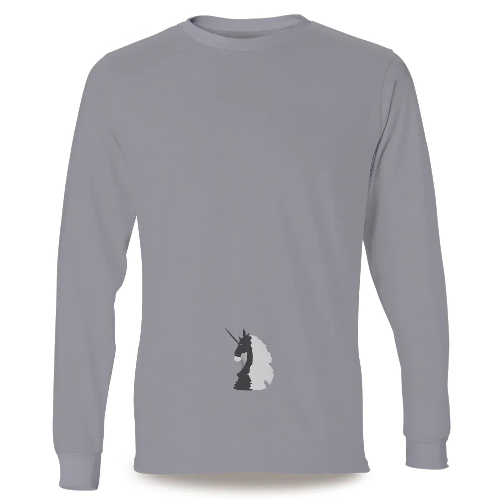 Mythical Unicorn Design: Striking Black and White Minimalist Art|t shirt roblox unicorn