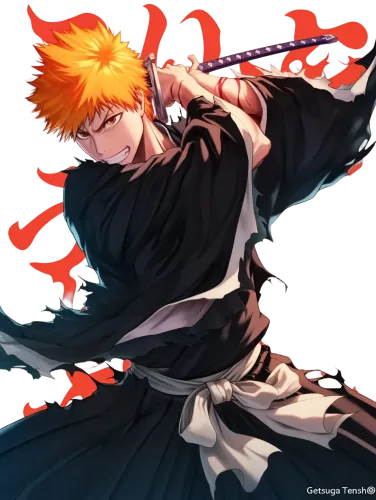 Ichigo Kurosaki with Zanpakuto - bleach men's short sleeve graphic tee