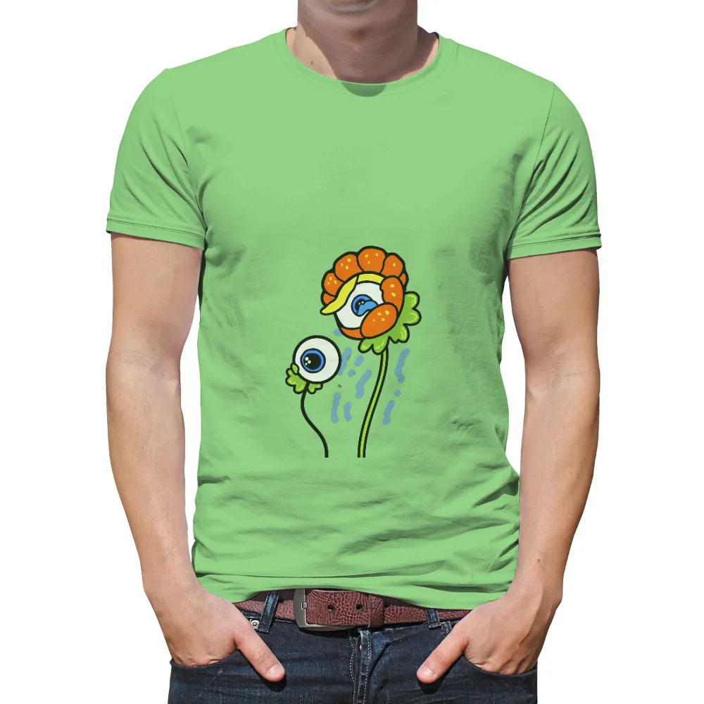 TShirt Design: Sunny the Sunflower with Eyeball - Artistic and Compassionate|men's art cotton colorful printed loose casual shirts