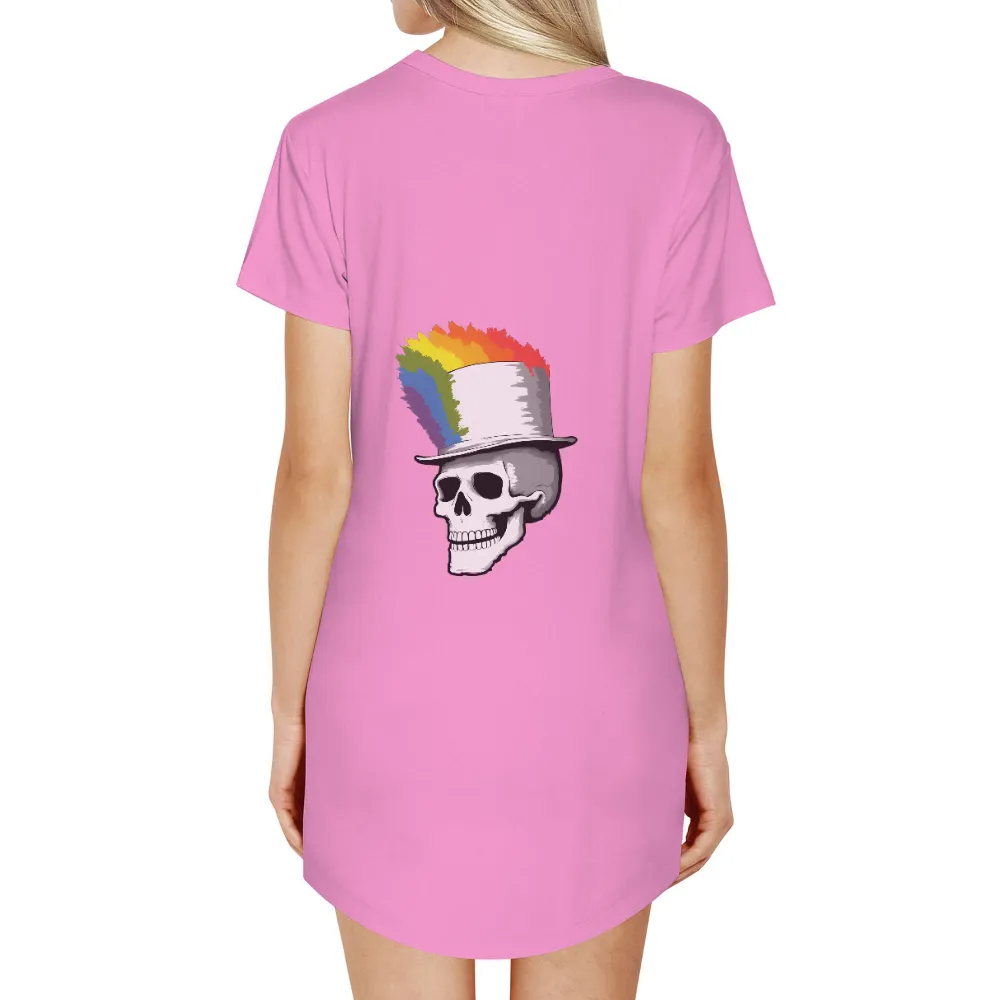 T-Shirt Printing: Celebrate Diversity with a Punk Rock Skull Design|Skull with top hat and rainbow hair