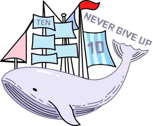 Custom Tee Shirts: Whale and Ship - Never Give Up