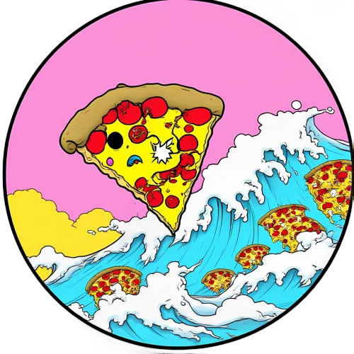 TShirt Printing: Pizza Surfing Adventure - Funny & Quirky Design