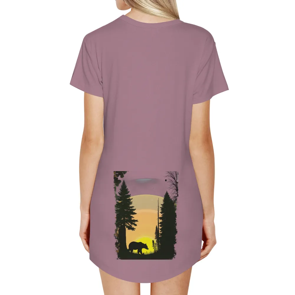 TShirt Design: Bruno the Bear in the Sunset Forest|winter bear shirt