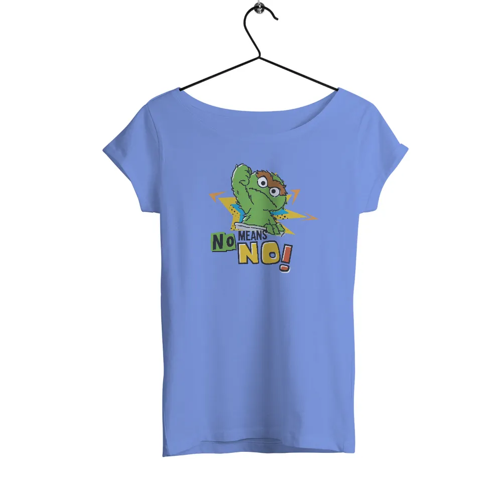 T-Shirt Printing: Quirky Green Creature Says 'No Means No!'|quirky t shirts for ladies