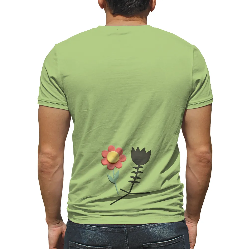 T-Shirts Custom: Hope & Resilience - Flower & Wilted Tulip Design|rebellious hope t shirt black