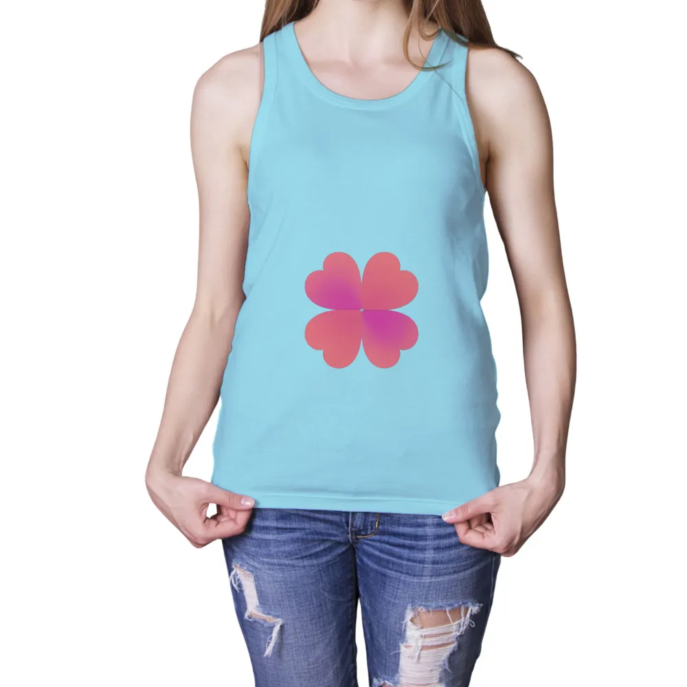 Customized Tee Shirts: Pink Clover Hearts - Minimalist Artistic Design|t shirt painting on nature