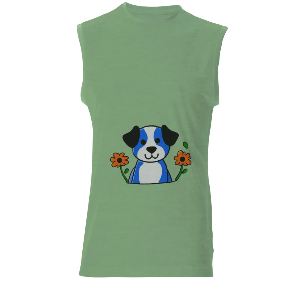 Tee Shirt Printing: Adorable Puppy in Pocket with Orange Flowers|pikachu pocket tee