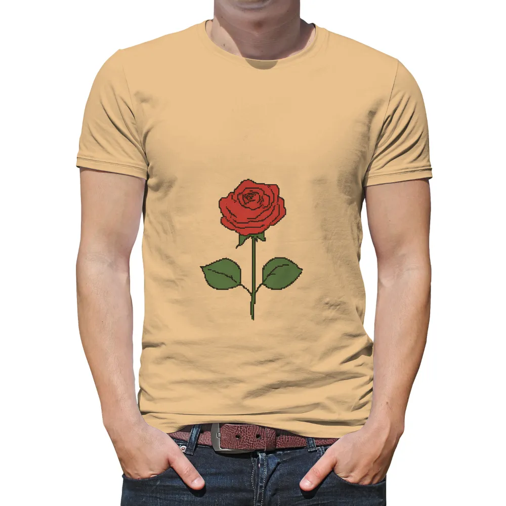 TShirt Printing: Red Rose Pixel Art - Love & Passion|music art love happiness t shirt