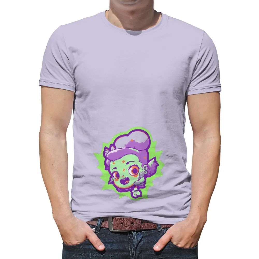 Shirts Graphic Tees: Whimsical Zombie Girl - Fun & Quirky Design| Green zombie girl