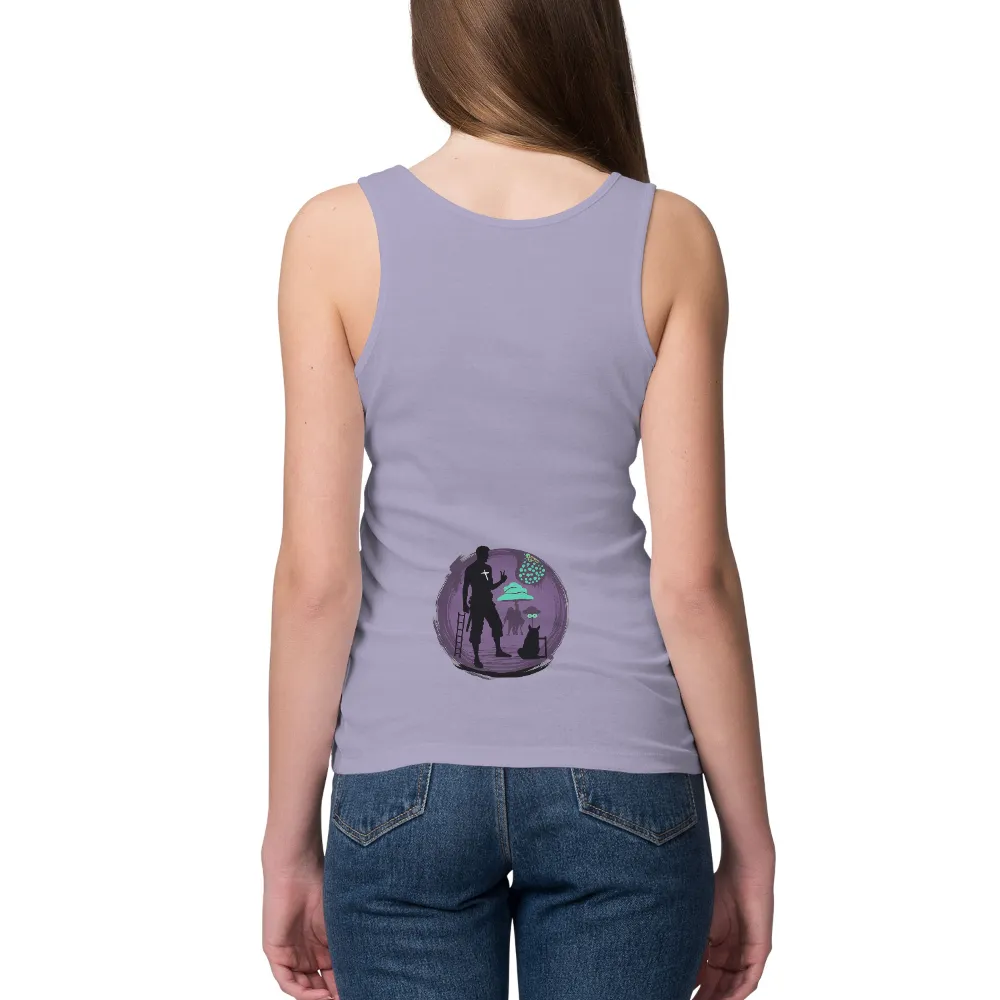 Tee Shirt Printing: Surreal Harmony - Unity in Imagination| Purple background with surreal elements