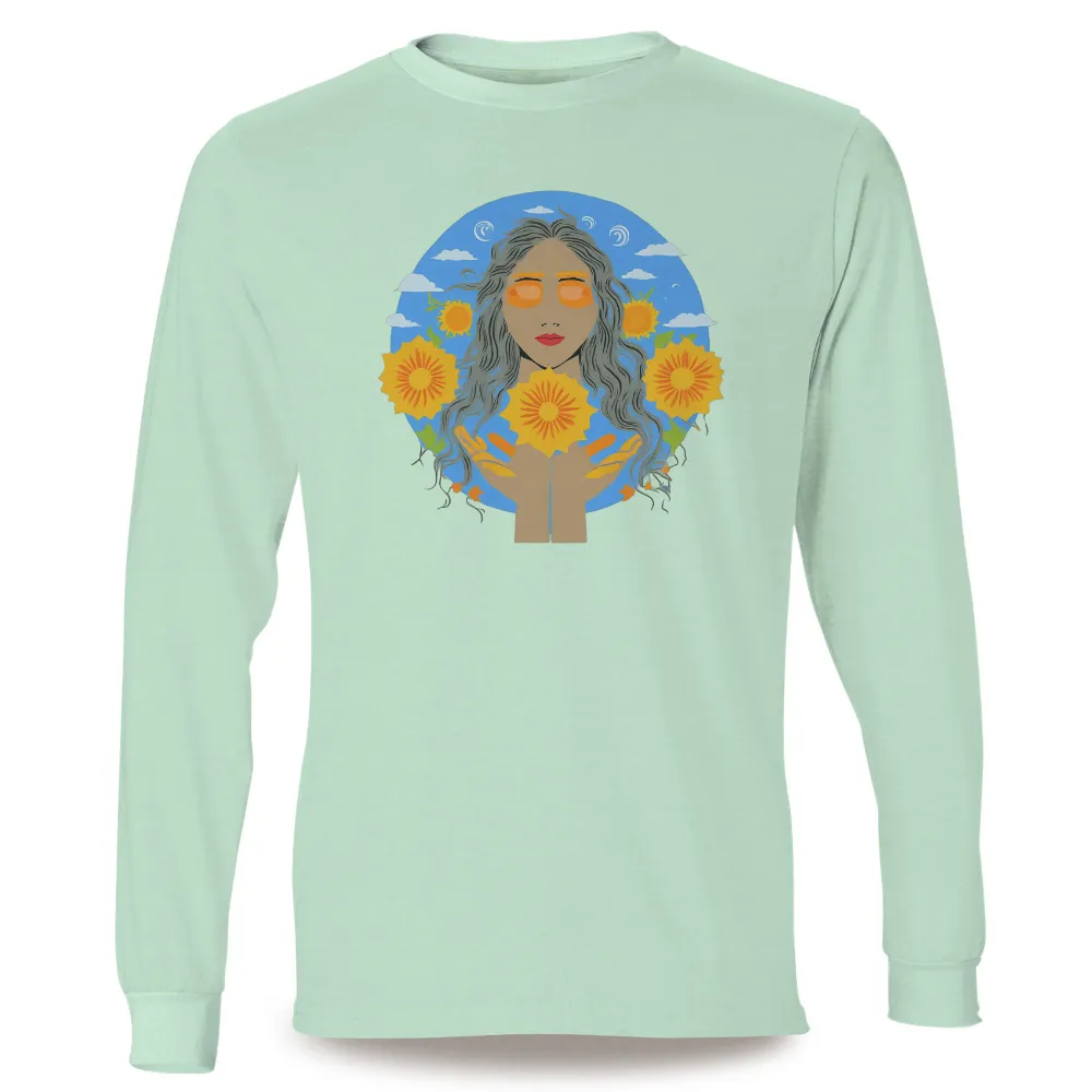 Shirts Graphic Tees: Sunflower Guardian - Artistic Design|hanes sun protection shirts