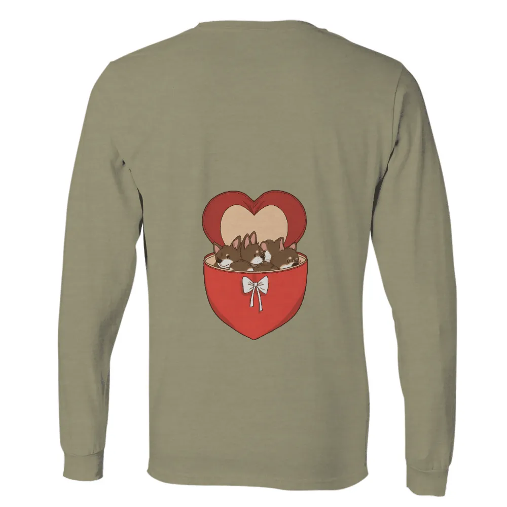 Shirts Graphic Tees | Heartfelt Puppies in a Box| heart-shaped box