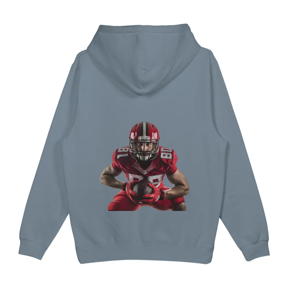 Custom T-Shirt Printing: Football Athlete in Red Jersey, Helmet, Stadium|fantasy football goat shirt