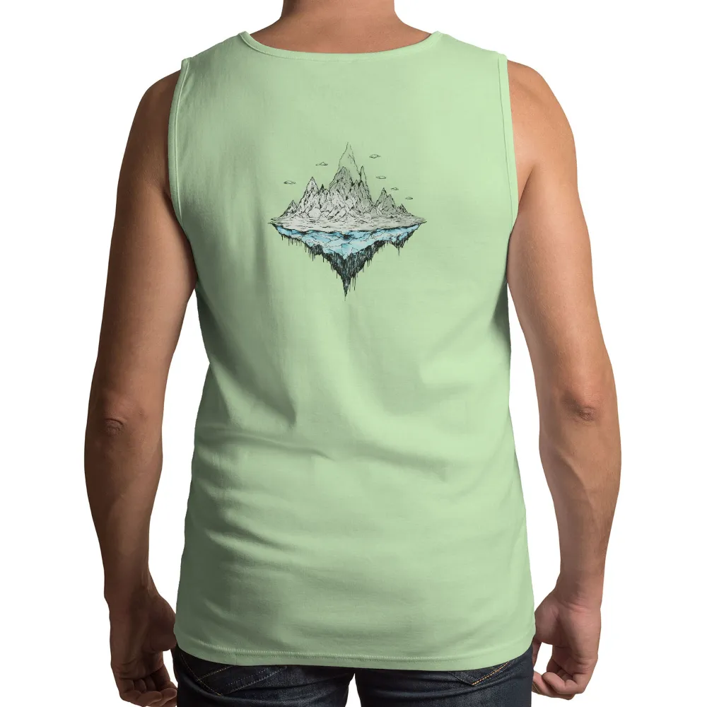 T-Shirts Design: Floating Island of Dreams| Icy cliffs on a floating island