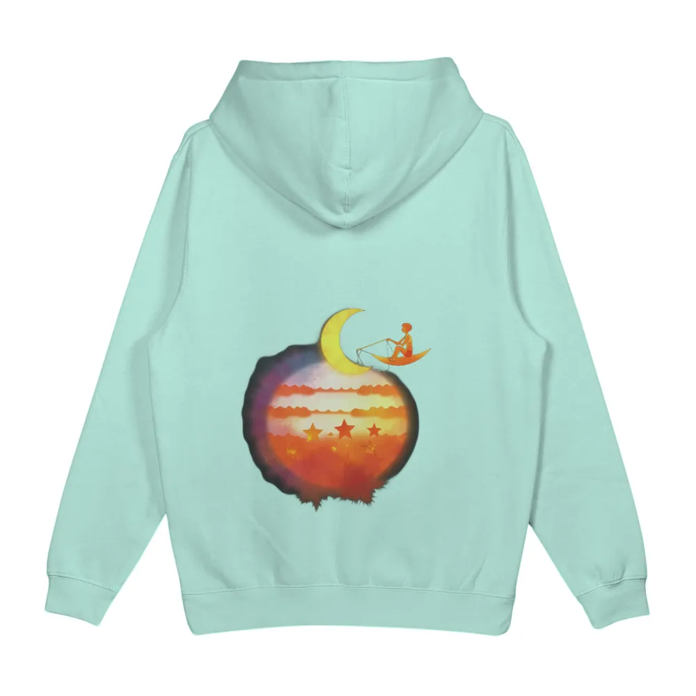 T-Shirts Custom: Catching Stars Under the Crescent Moon|casual vintage sun moon t shirt