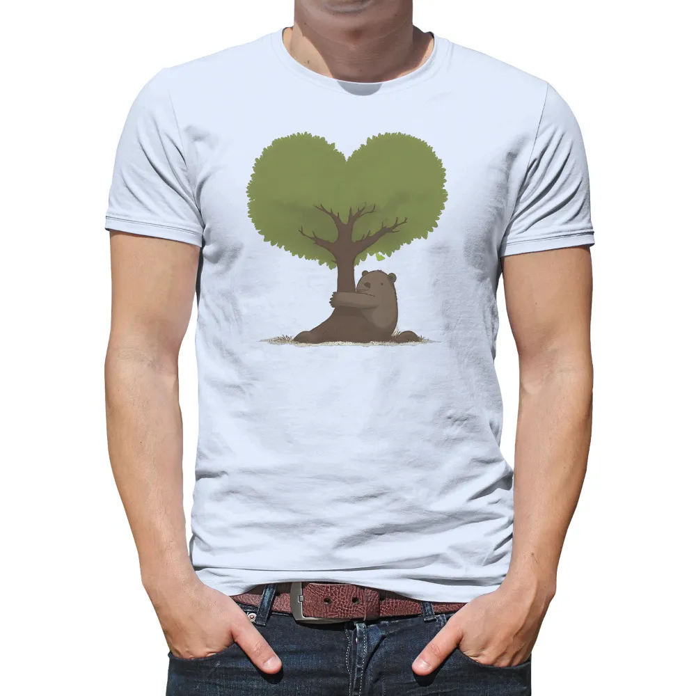 Custom T-Shirt Printing: Bear Hugging Heart-Shaped Tree - Love & Nature|love today t shirt