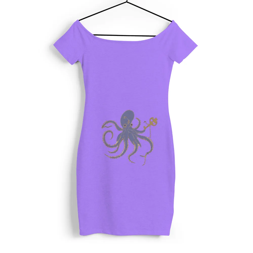 Unlocking Mysteries: Octopus T-Shirt Printing with Key|black shirt cartoon character