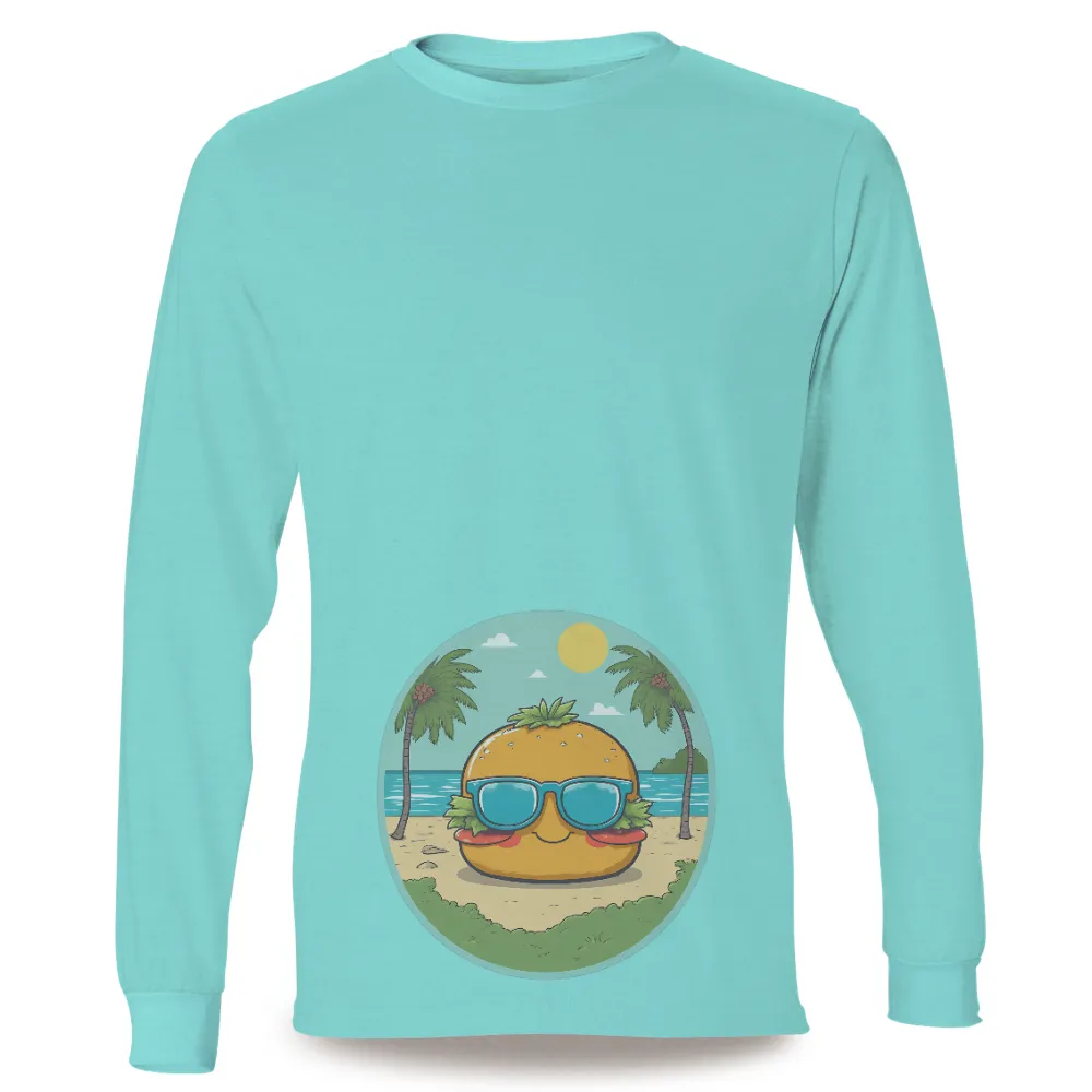 TShirt Design: Sunny Burger with Sunglasses on the Beach|tampa bay rays tropical shirt