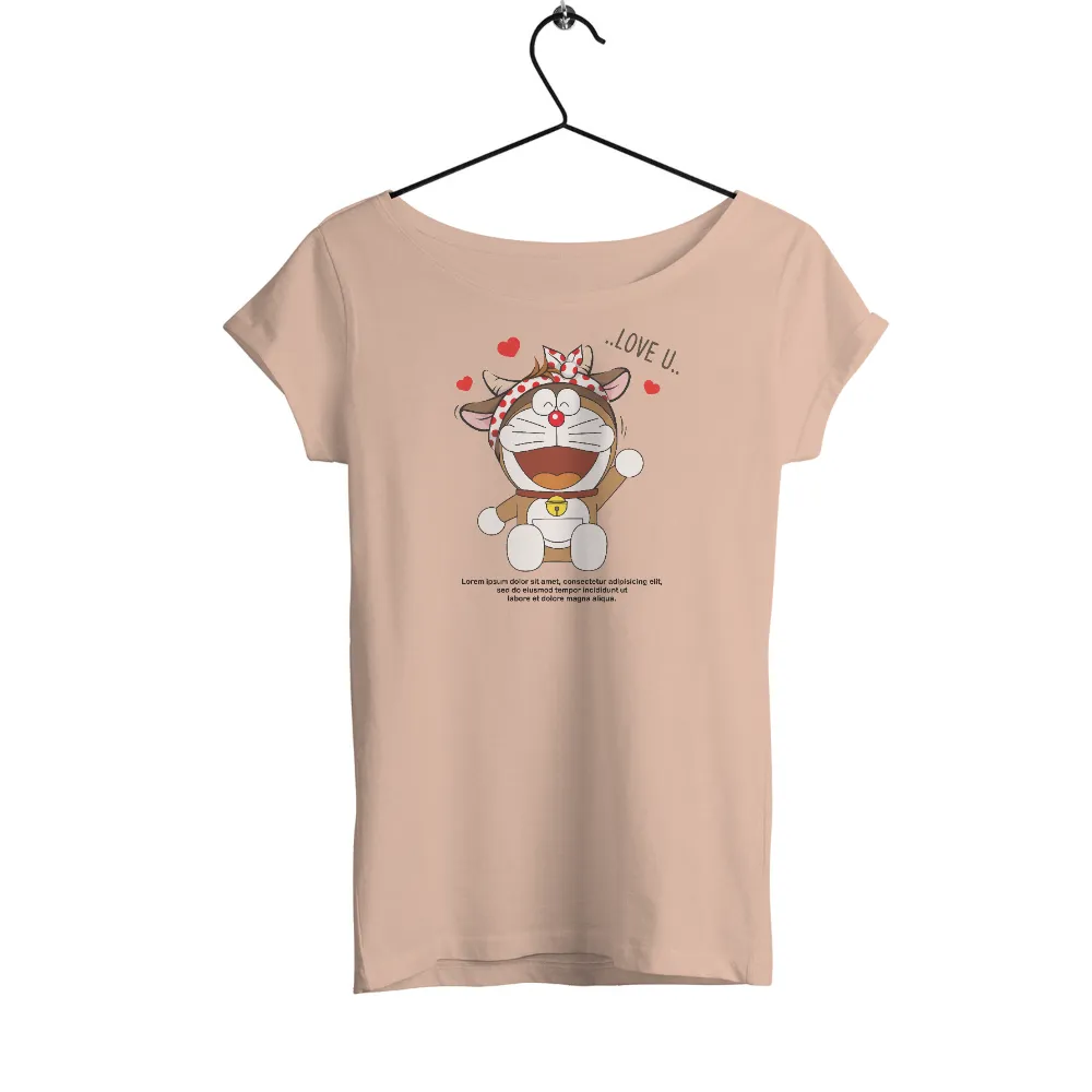 Customized Tee Shirts: Express Your Love with Doraemon's Heartfelt Design|pink cute t shirt roblox