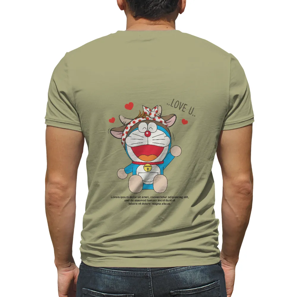 TShirt Design: Doraemon Love U - Express Your Affection with Joy|peace love valentine shirt