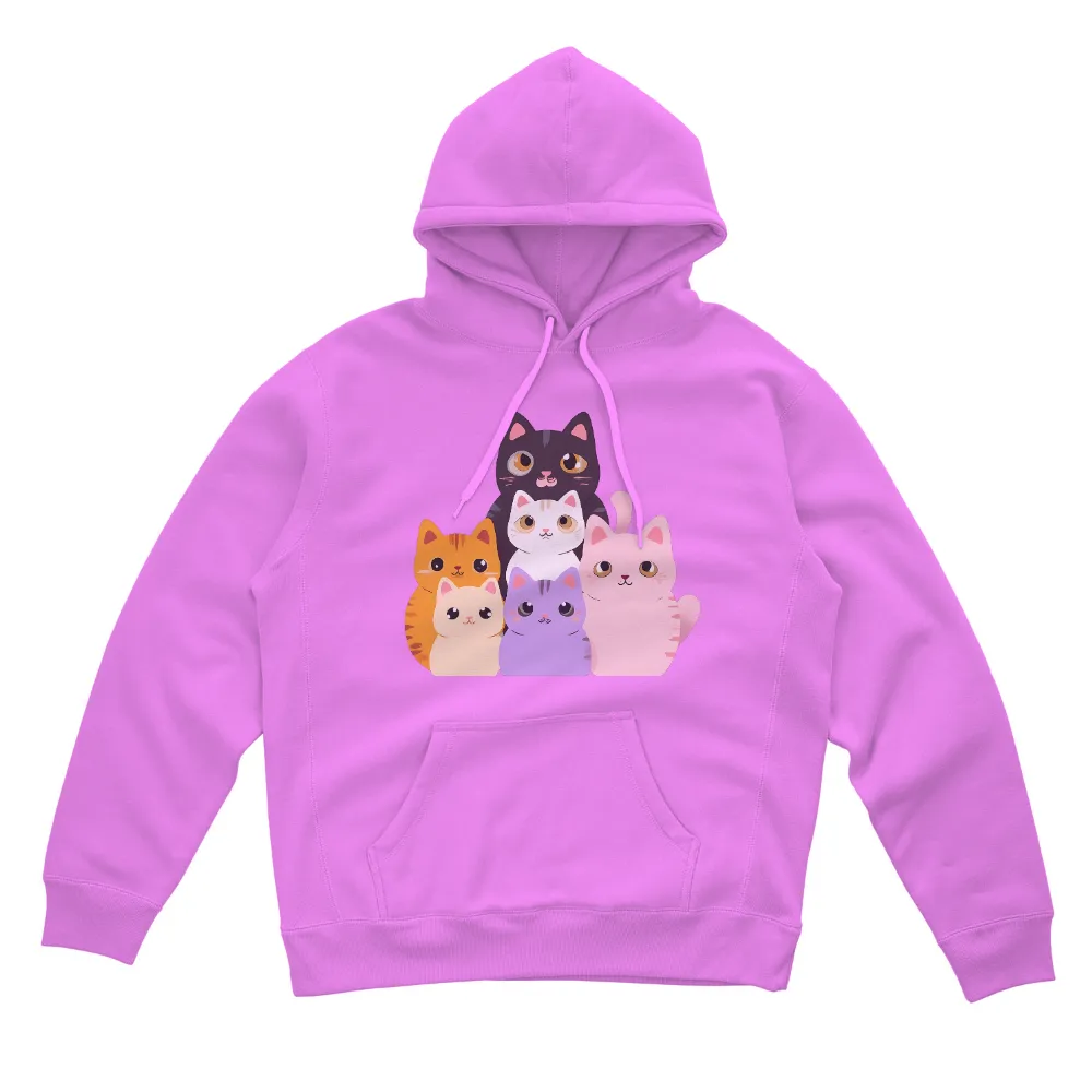 Tee Shirt Printing: Adorable Cats | Cute and Colorful Feline Designs| pink cat with cheerful demeanor