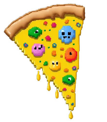 Retro Arcade-Themed Pizza Slice Design