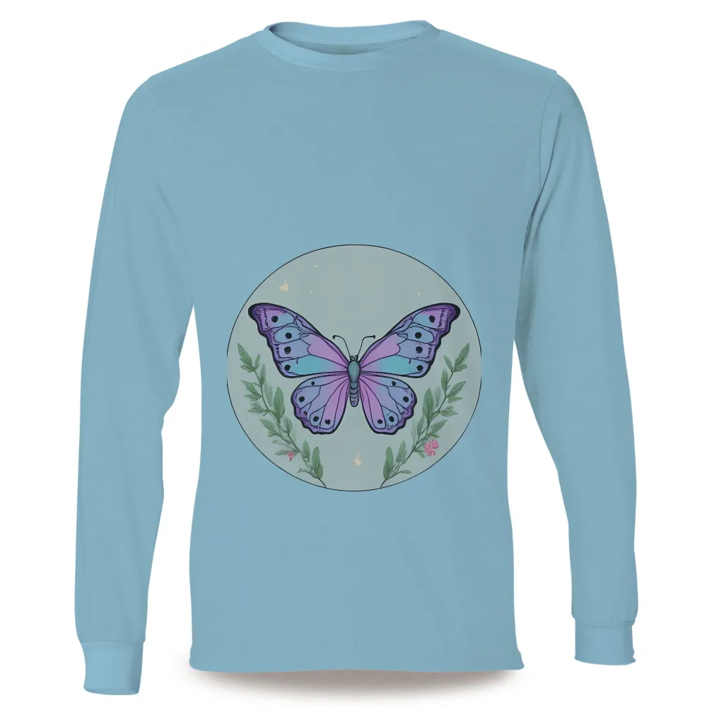 Custom Tee Shirts: Aurora's Transformation - Artistic Butterfly Design|reflection t shirt butterfly