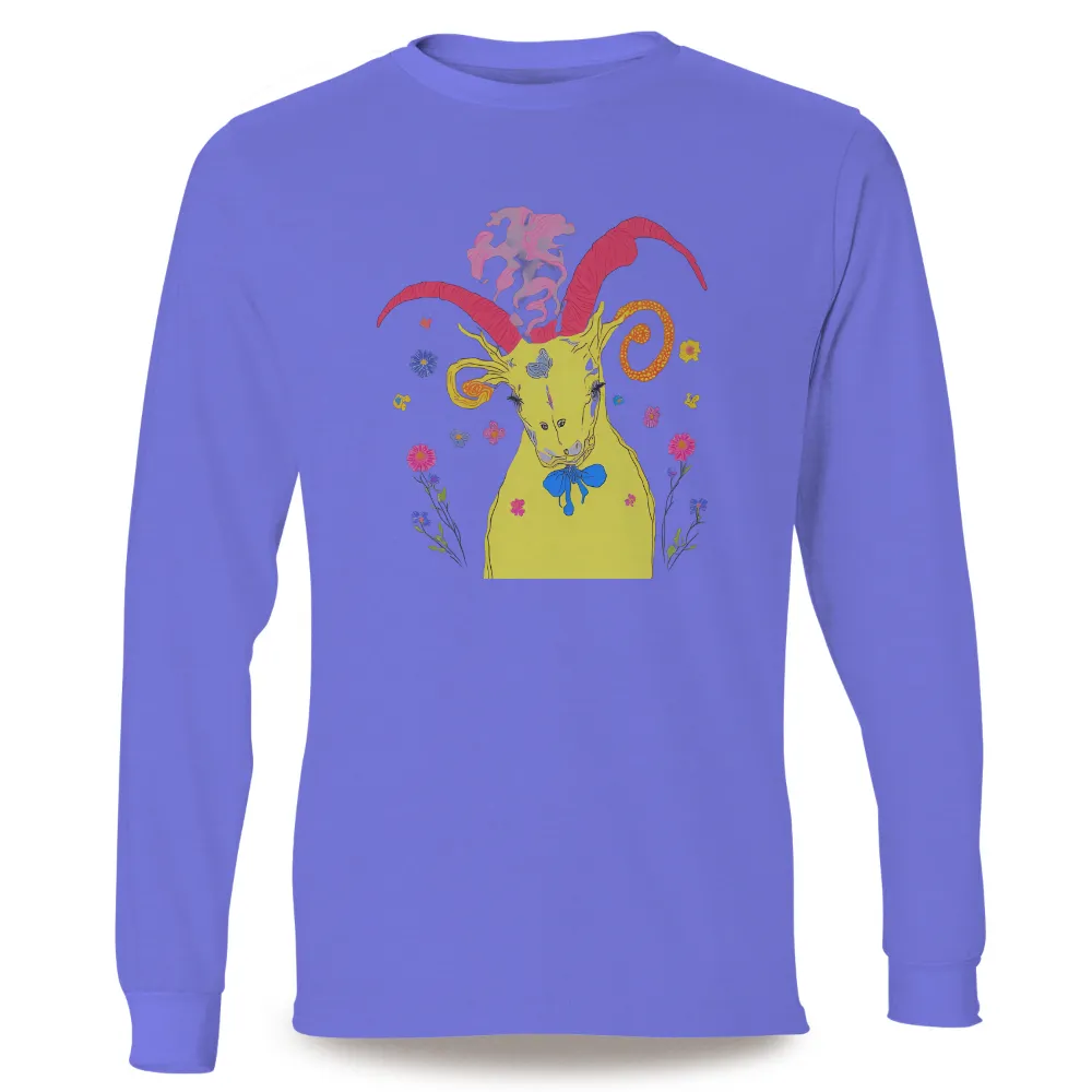 Whimsical Goat TShirt Design: A Blend of Fantasy and Nature|fantasy factory beer shirt