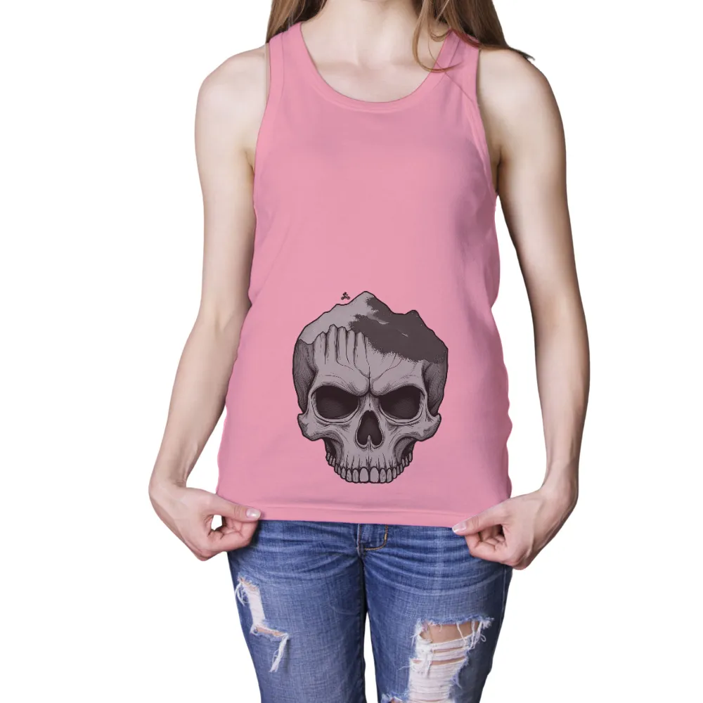 TShirt Design: Monochrome Skull with Hand - Artistic & Emotional|Monochrome skull with hand